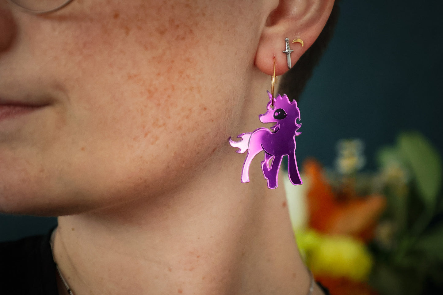 Purple Unicorn Earrings