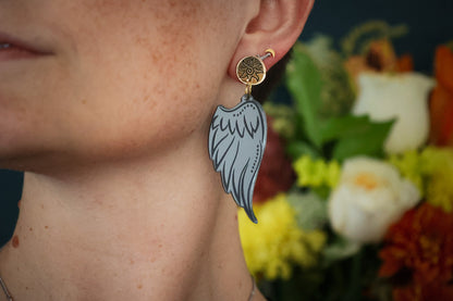 Angel Wings Dangle Earrings - Light or Dark