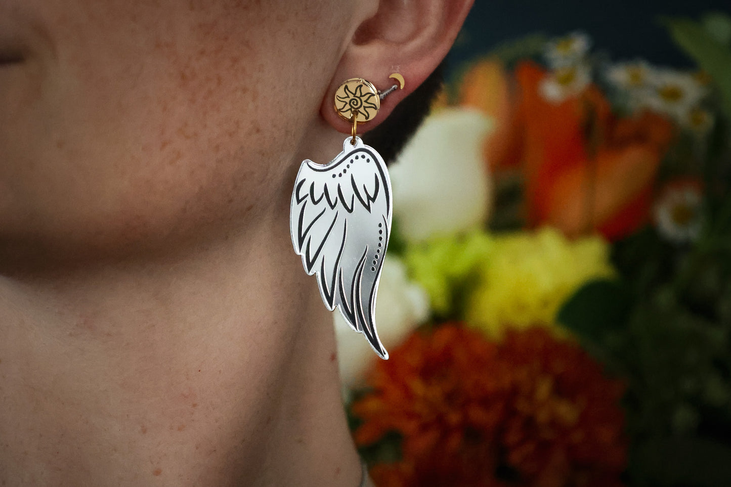 Angel Wings Dangle Earrings - Light or Dark