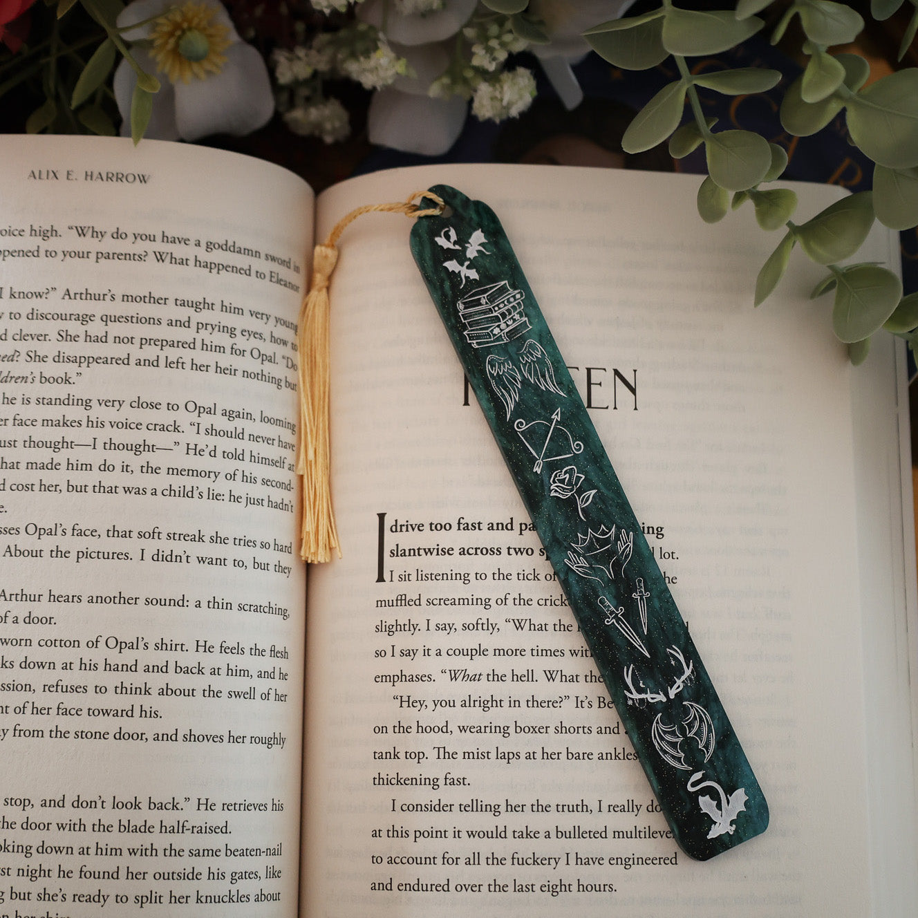 Handmade Acrylic Bookmark - Fantasy Icons - Emerald - Bookish Gifts