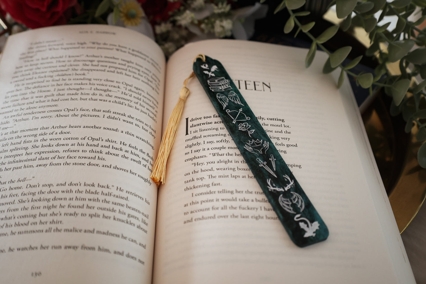 Handmade Acrylic Bookmark - Fantasy Icons - Emerald - Bookish Gifts