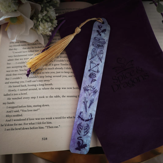 Acrylic Bookmark - Fantasy Icons - Purple - Bookish Gifts