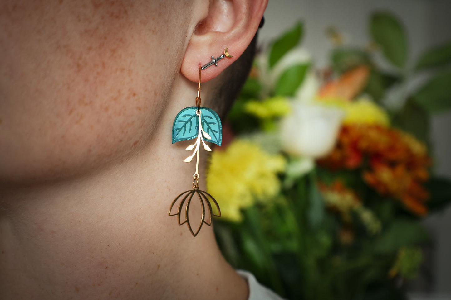 Forest Goddess Mismatched Flower Earrings