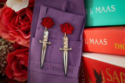 Enemies-to-Lovers Dagger & Rose Earrings