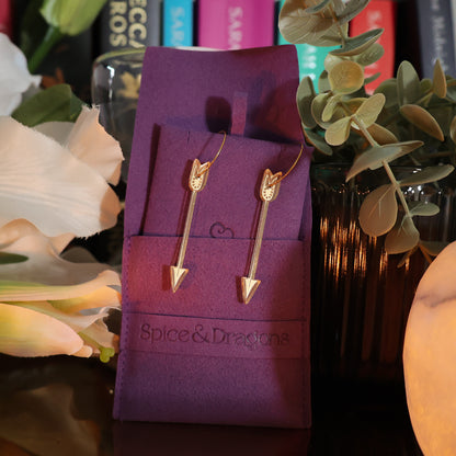 Golden Arrow Hoop Earrings | Handmade Fantasy Weapon Jewellery