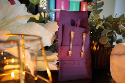 Golden Arrow Hoop Earrings | Handmade Fantasy Weapon Jewellery