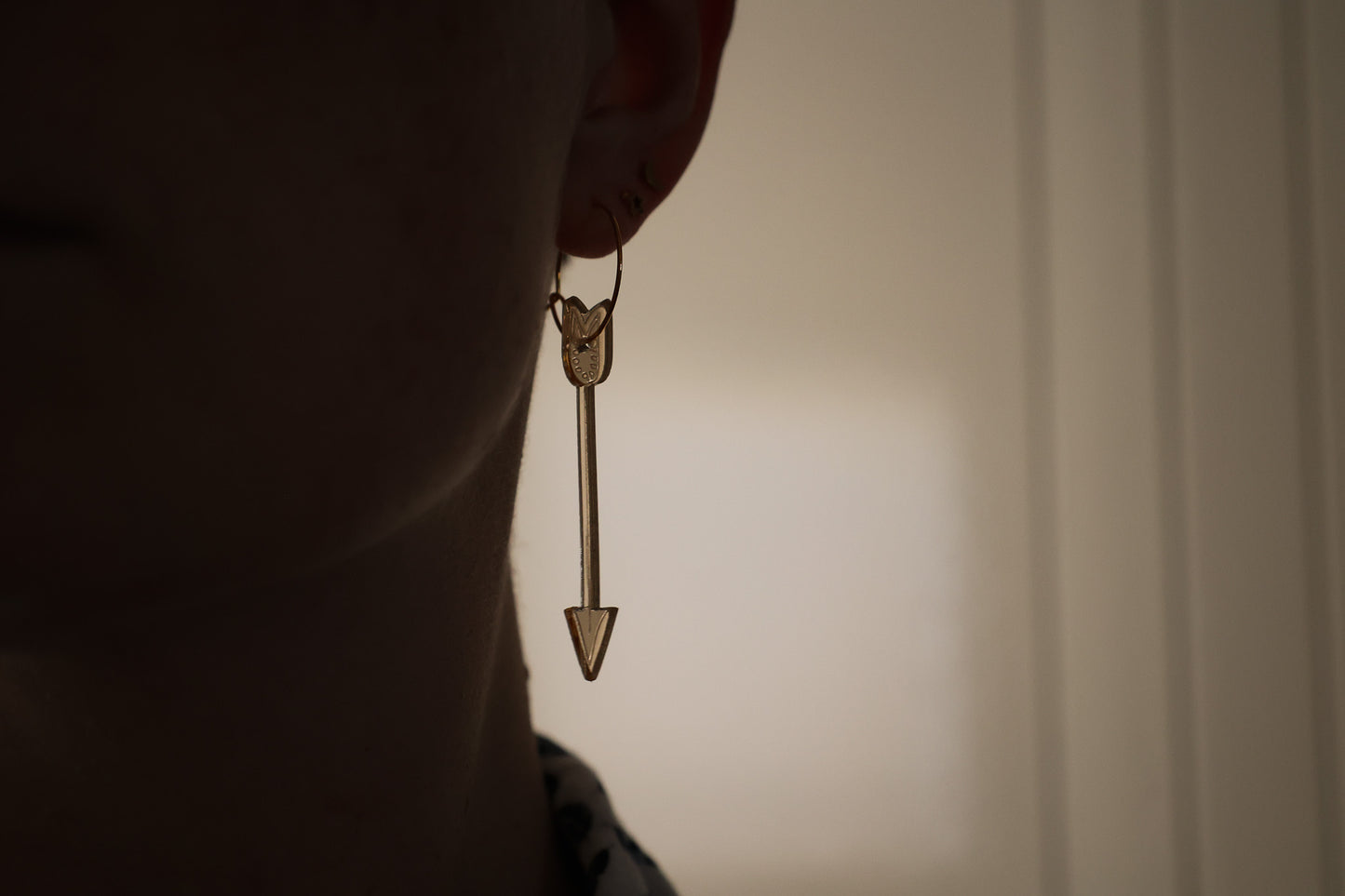 Golden Arrow Hoop Earrings | Handmade Fantasy Weapon Jewellery