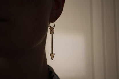 Golden Arrow Hoop Earrings | Handmade Fantasy Weapon Jewellery