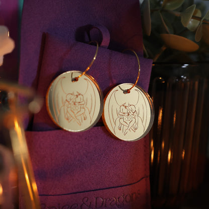 Steamy Vampire Couple Hoop Earrings