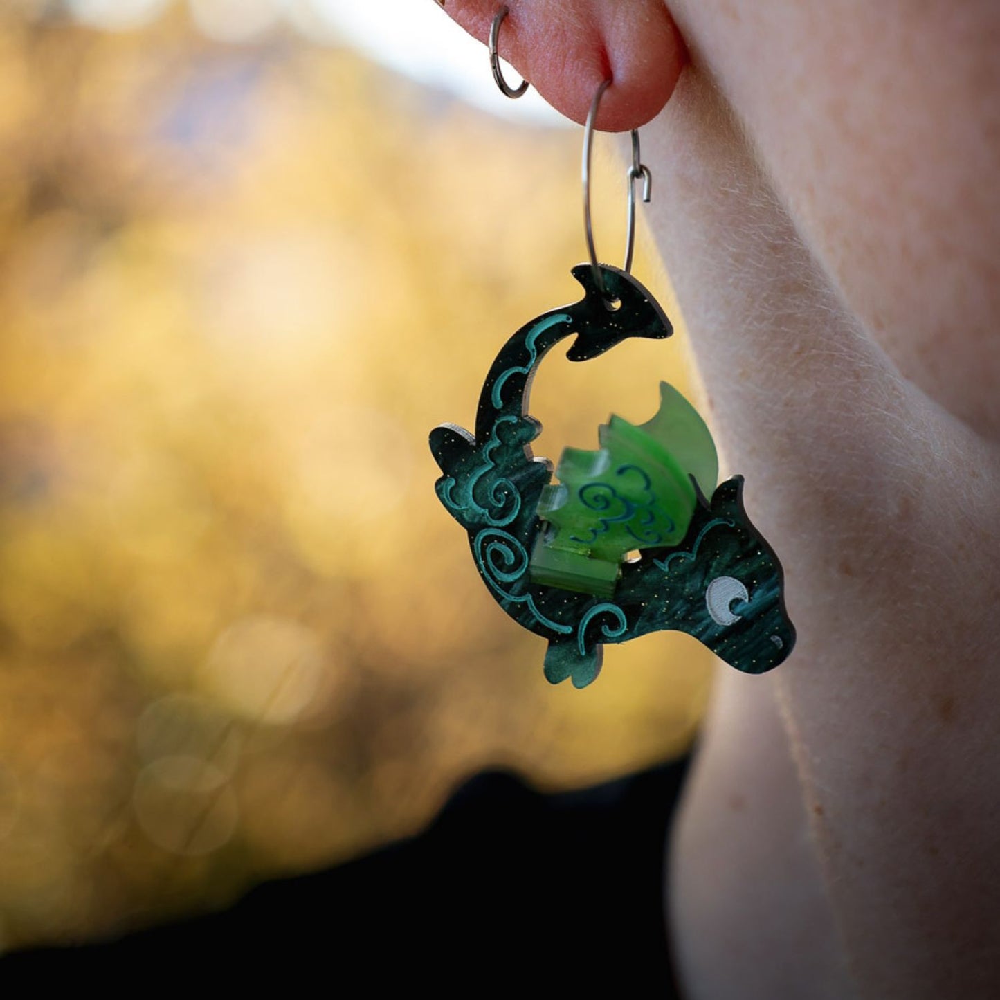 Spice&Dragons Teal 3D Dragon Earrings