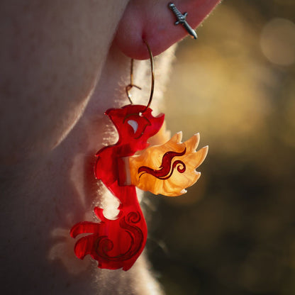 3D Phoenix Earrings - Handmade Fantasy Jewellery