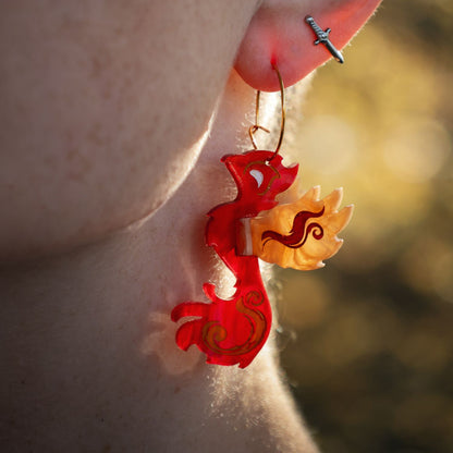 3D Phoenix Earrings - Handmade Fantasy Jewellery