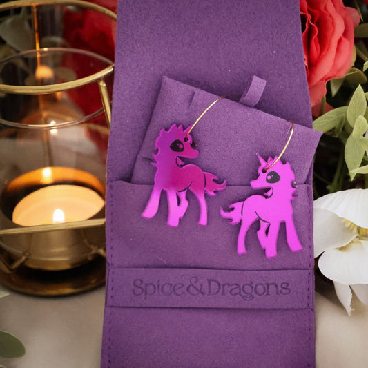 Purple Unicorn Earrings