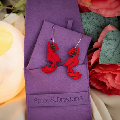 Baby Phoenix Earrings - Red or Gold