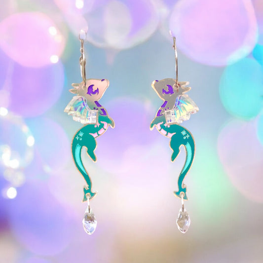 NEW 3D ‘Iris’ Iridescent Dragon Hoop Earrings - Handmade Fantasy Jewellery